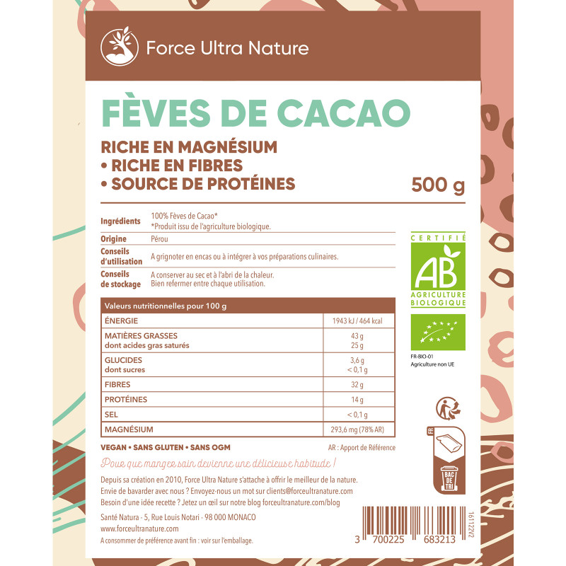 Fèves de Cacao crues bio Verso